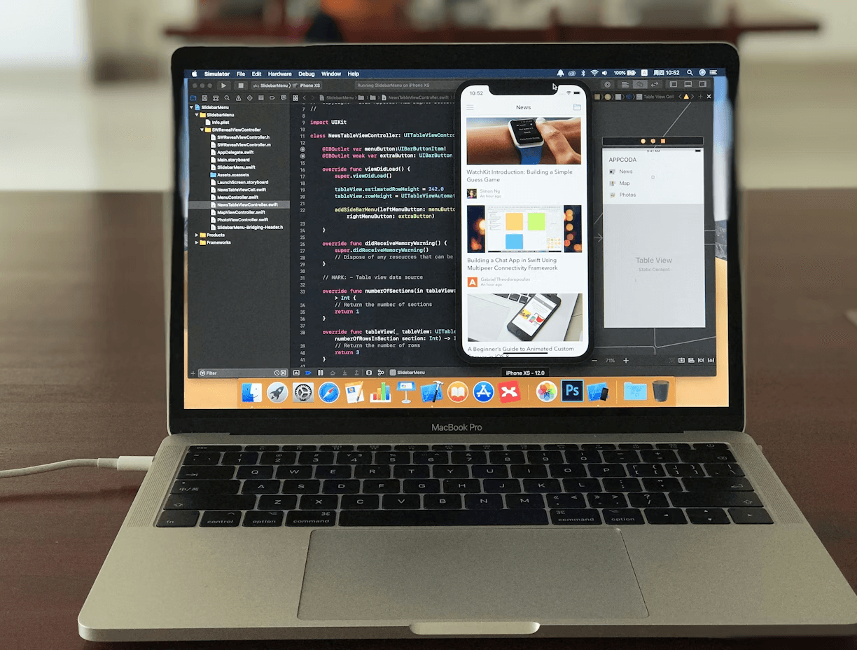 MacBook with code